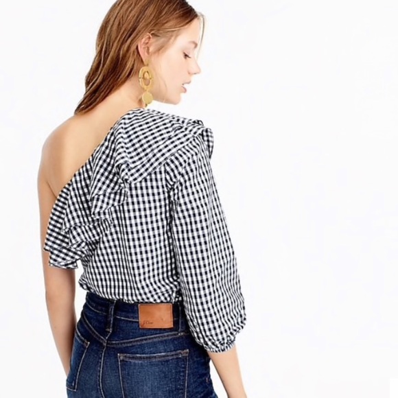 J.Crew one shoulder gingham top - Picture 2 of 5